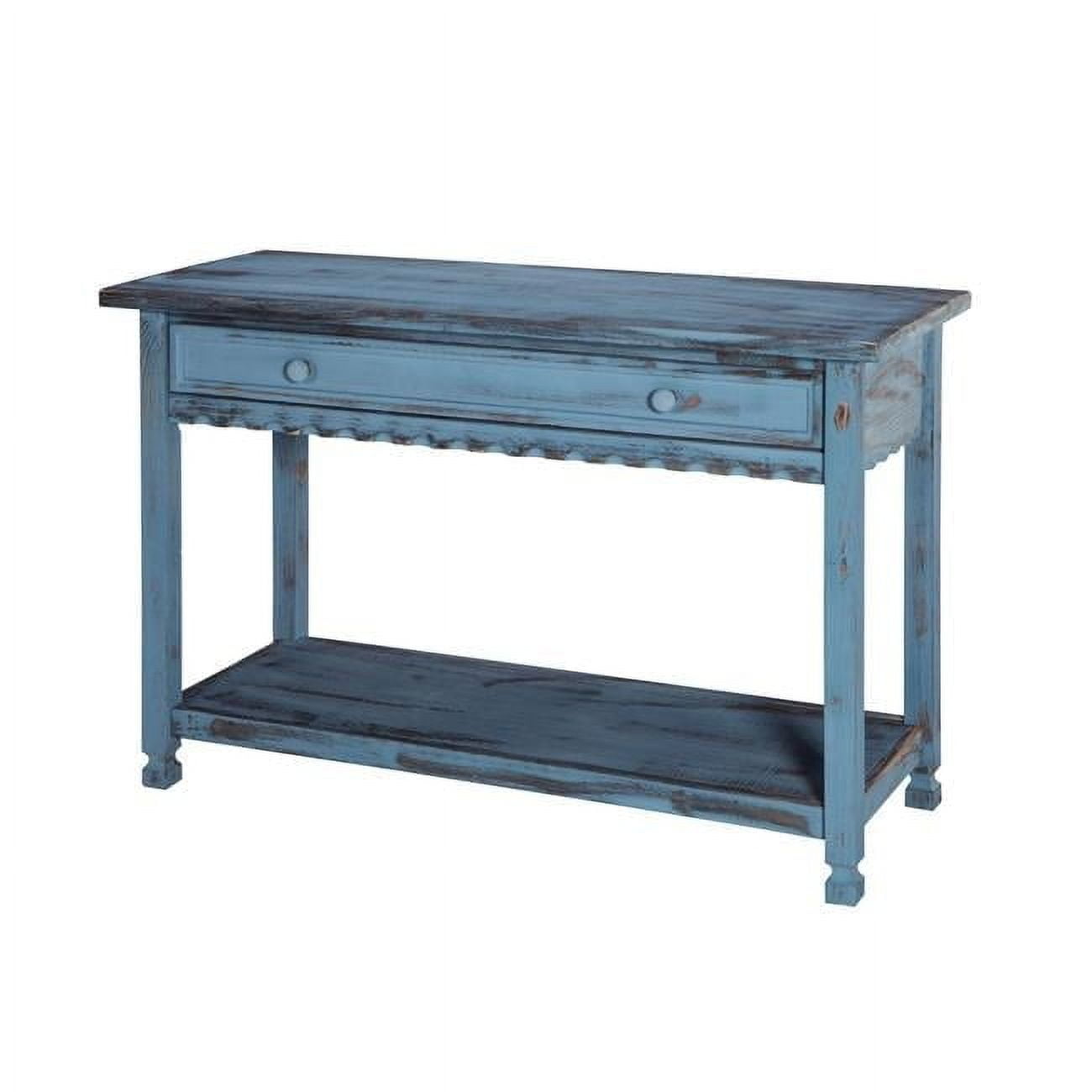Country Cottage Media Console Table, Blue Antique