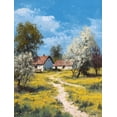 thumbnail image 1 of Country Cottage with Blooming Trees Oil Canvas Print, Wall Art for Living Room Bedroom Dining Room Kitchen Office Apartment, 1 of 8