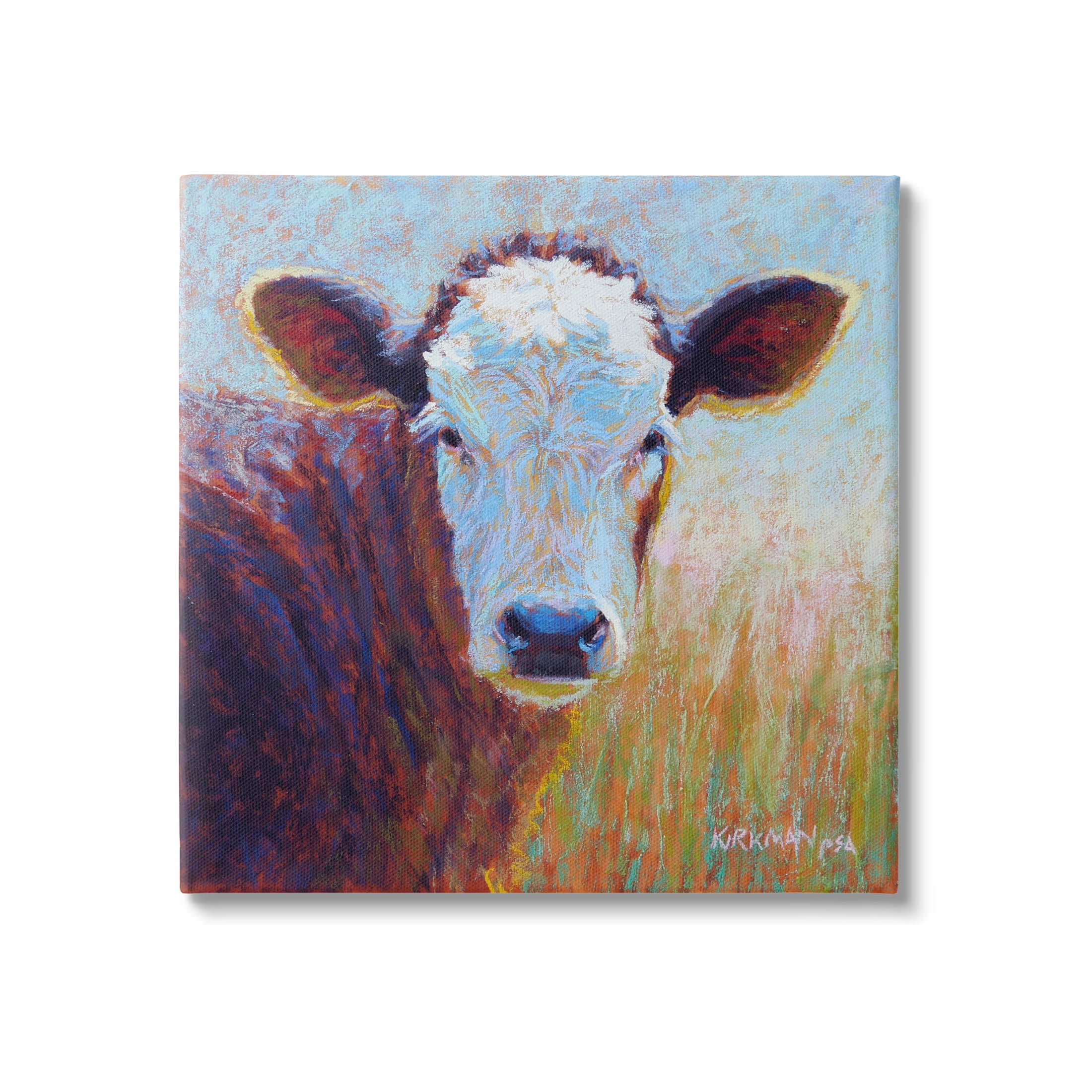 Country Cow Gazing Painting Animals & Insects Painting Gallery Wrapped Canvas Print Wall Art