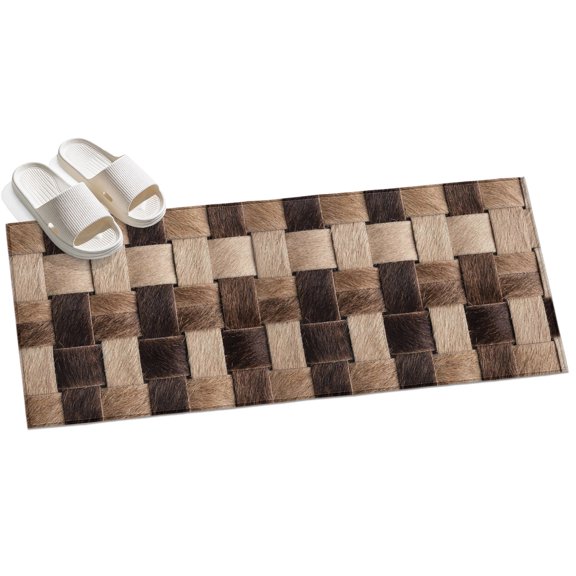 Country Cow Print Hallway Runner Rug 2x6 Washable Non Slip Kitchen Runner Rug for Bedside Bathroom Farmhouse Patchwork Cowhide Brown Indoor Floor Carpet Area Rugs for Living Room Bedroom Office