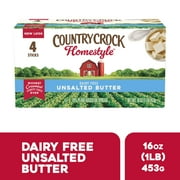 Country Crock Homestyle Dairy Free Butter Unsalted Sticks, 16 oz, 4 Sticks