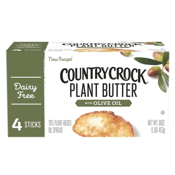 Country Crock Dairy Free Vegan Plant Butter with Olive Oil, 16 oz, 4 Sticks (Refrigerated)