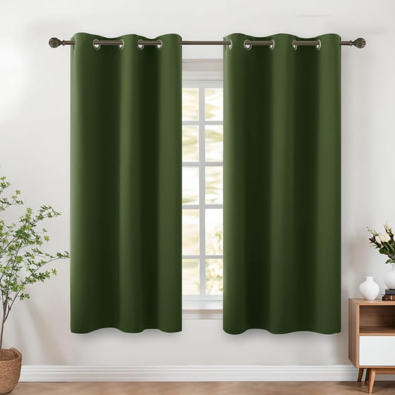 Country Curtafor Retro Vintkitchen Decor Blackout Short Plant Green Bathroom Windows 45 Inch Long Dark Olive