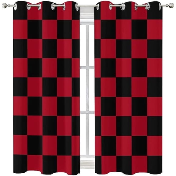 Country Curtains, Vintage Tartan Pattern Classic Checkered Living Room Bedroom Curtains 2 Panel Sets, Thermal Insulated Room Darkening Window Coverings Drapes 26"W x 54"L (Pack of 2)