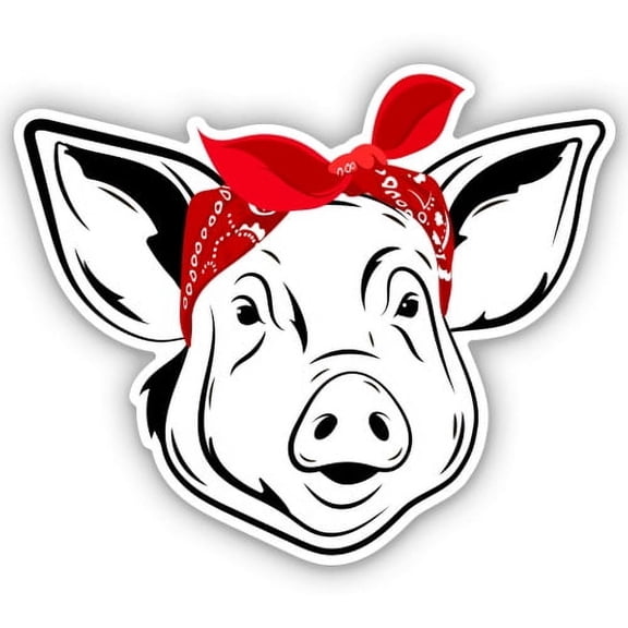 Country Cute Pig Farm - 3" Vinyl Sticker - For Car Laptop Water Bottle Phone - Waterproof Decal