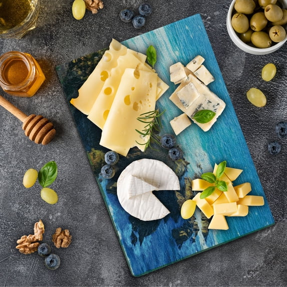 Country Cutting Board, Aerial View of Australian Cliffs by the Sea with Waves High Destination of Nature, Decorative Tempered Glass Cutting and Serving Board, Small Size, Navy Brown, by Ambesonne