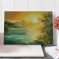 thumbnail image 1 of Country Cutting Board, Pastel Color Sunset on the Lake in Fall Autumn Scenery in Retro Art Drawing, Decorative Tempered Glass Cutting and Serving Board, Large Size, Green Orange Blue, by Ambesonne, 1 of 1