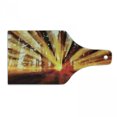 thumbnail image 1 of Country Cutting Board, Photo of Sunbeams Trees at Sunset in the Forest Nature Scenery Print, Decorative Tempered Glass Cutting and Serving Board, Wine Bottle Shape, Yellow Orange, by Ambesonne, 1 of 1
