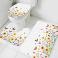 thumbnail image 1 of Country Daisy Bathroom Rugs Set Wildflowers Butterfly Retro Farm Botanical Non Slip Absorbent Soft Bath Mats 3 Piece Set with Bathroom Rug, U-Shaped Floor Mat, Toilet Seat Cover Large Size, 1 of 9