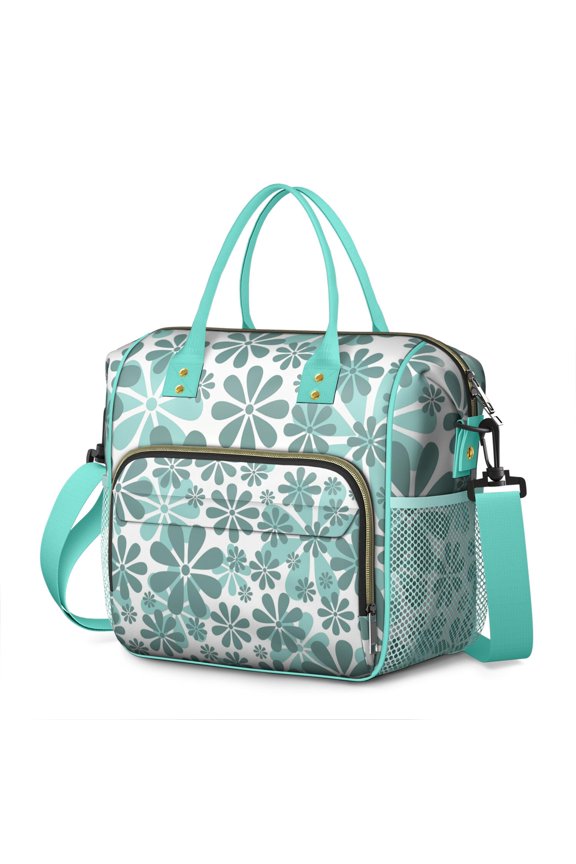 Country Daisy Farm Theme Lunch Box - Large Insulated & Leakproof Tote, Waterproof Artistic Floral Food Storage Bag with Shoulder Strap