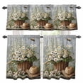 thumbnail image 1 of Country Daisy Flower Kitchen Curtains Valances and Tiers Set of 3 Oil Painting Floral Straw Hat Tier Curtains and Valance with Rod Pocket for Small Windows, 27.5"x36", 1 of 9