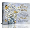 thumbnail image 1 of Country Daisy Wall Art Farmhouse Butterfly Flower Canvas Prints Rustic Floral Positive Pictures Painting Framed Artwork Office Home Decor for Kitchen Bathroom Bedroom Dining Living Room 20"x16", 1 of 1