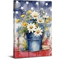 Country Daisy Wall Art Retro White Yellow Flower Blue Vase Canvas Print ...