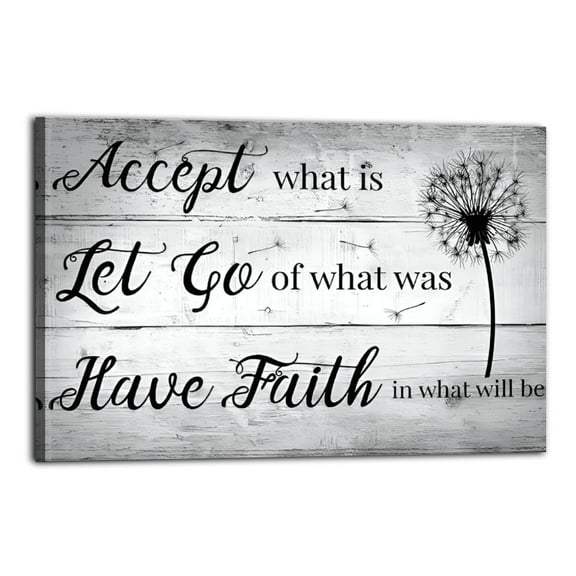 Country Dandelion Black And White Inspirational Sayings Painting Poster Wrapped Wooden Frame Wall Decor,,Canvas Wall Art for Living Room,Bedroom,Office,Ready to Hang
