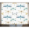 thumbnail image 1 of Ambesonne Dragonfly Curtains 2 Panel Set, Regular Lines Insects, 108" x 84", Orange Blue, 1 of 3