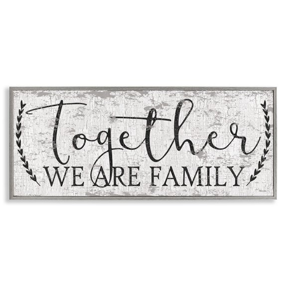 Stupell Industries Shabby Chic Distressed Together We are Family Gray Framed Giclee Art, 24 x 10, by Dee Dee