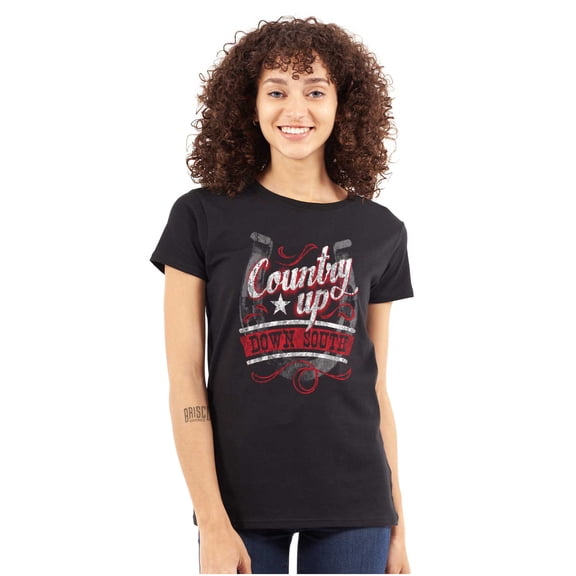 Country Down South Lucky Horse Shoe Womens Slim Fit Graphic Tee Brisco Brands M