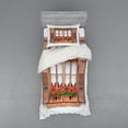 thumbnail image 1 of Country Duvet Cover Set, Print of Old European Windows with Shutters and Flowers Pots in Rurals Boho, Bedding Set with Shams and Fitted Sheet, 3 Sizes, by Ambesonne, 1 of 3
