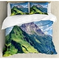 thumbnail image 1 of Country Duvet Cover Set, Springtime in Countryside Rural Valley with Village Tranquil Serene Life Image, Decorative 3 Piece Bedding Set with 2 Pillow Shams, Queen Size, Green Blue, by Ambesonne, 1 of 3