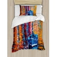 thumbnail image 1 of Country Duvet Cover Set Twin Size, Pastel Color Paint of Fishing Sail Boat in the Sea Dark Fairy Image Dramatic Art Work, Decorative 2 Piece Bedding Set with 1 Pillow Sham, Multi, by Ambesonne, 1 of 3