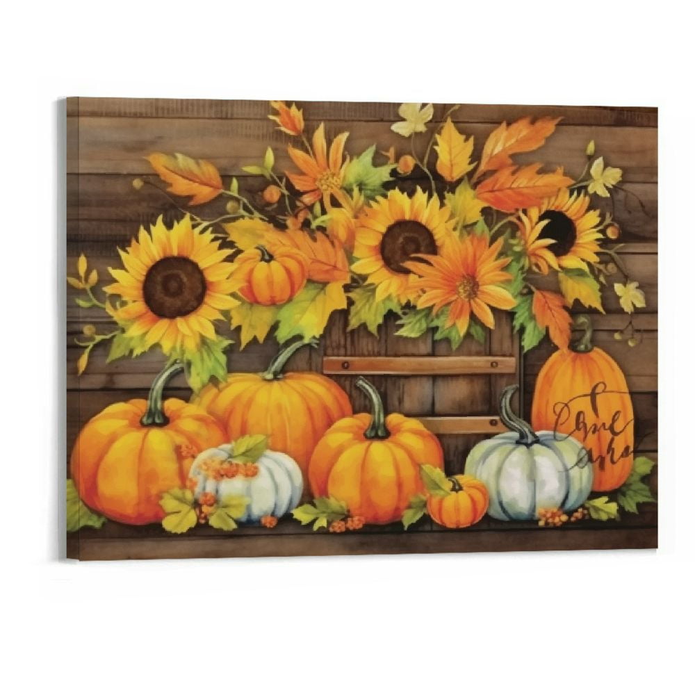 Country Fall Pumpkin Wall Art Farmhouse Autumn Pumpkin Farm Sunflower