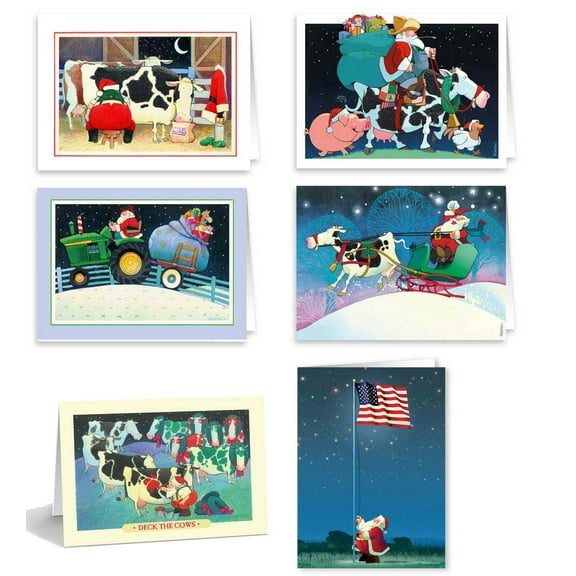 Country & Farm Christmas Card Variety Pack - 18 Holidays cards & envelopes - 92