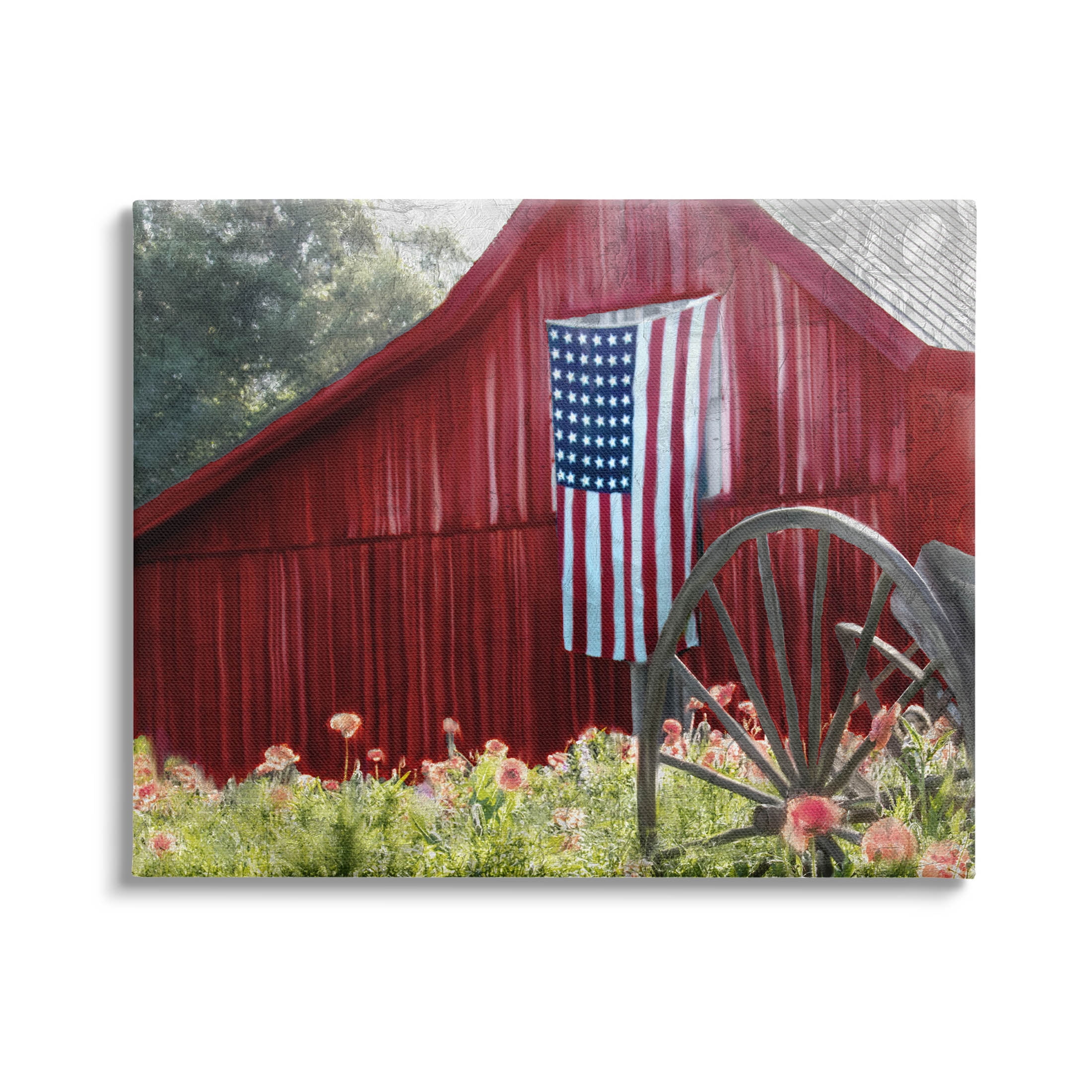 Country Farm Meadow Americana Town & City Graphic Art Gallery Wrapped Canvas Print Wall Art