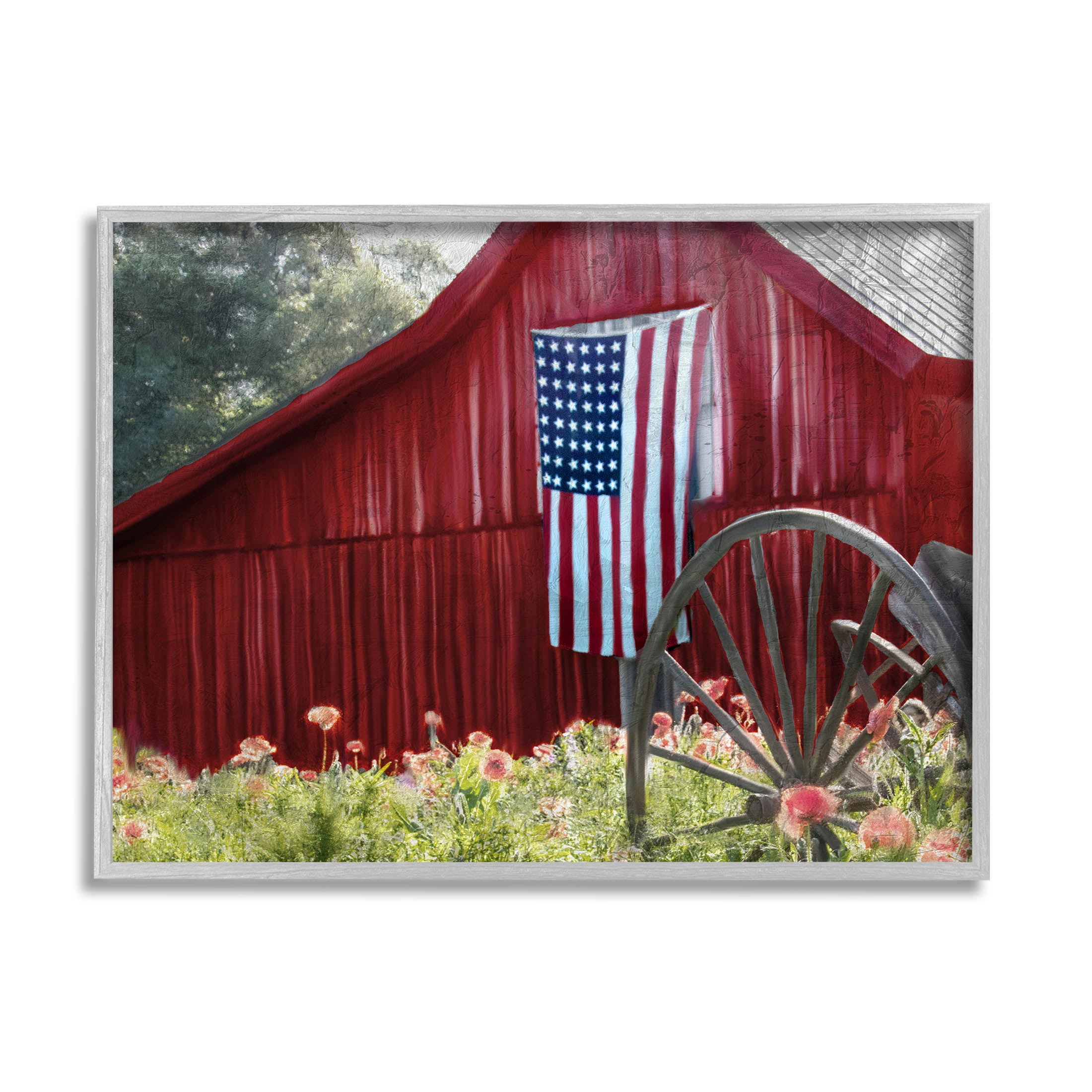 Country Farm Meadow Americana Town & City Graphic Art Gray Framed Art Print Wall Art