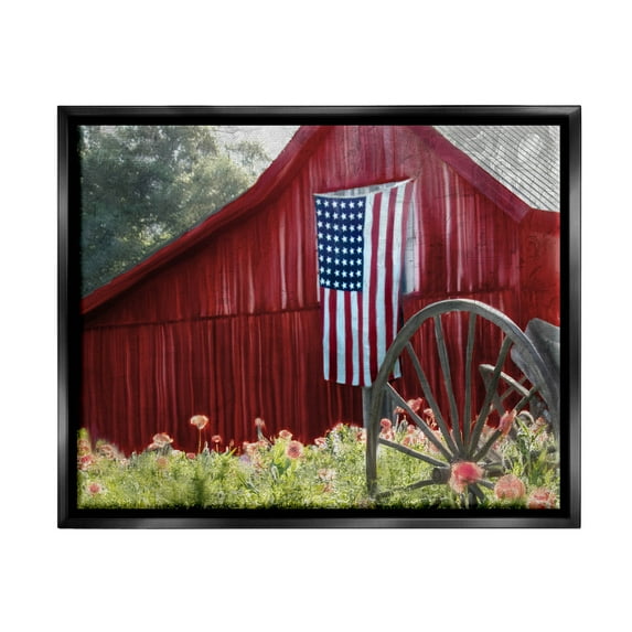 Country Farm Meadow Americana Town & City Graphic Art Jet Black Framed Art Print Wall Art