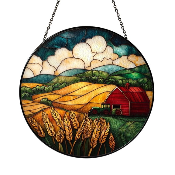 Country Farm Tractor Glass Window Hanging – Rustic Home Decor2101
