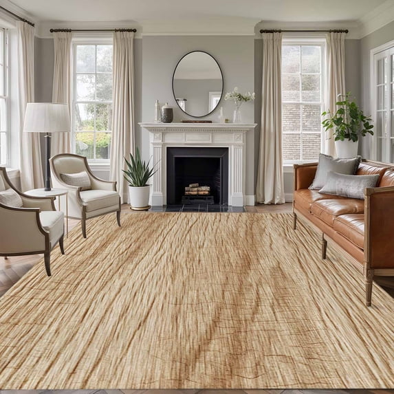 Country Farmhouse 5'x8' Area Rug for Living Room, Vintage Brown Wooden Grain Washable Non-Slip Rugs for Bedroom Nursery Dining Room, StainResistant Low-Pile Kitchen Carpet Large Entryway Rugs