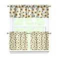 thumbnail image 1 of Country Farmhouse Curtains 24" Short - 3 Panel Bohemian Floral Set with Vintage Botanical Print, Rod Pocket, 1 of 6