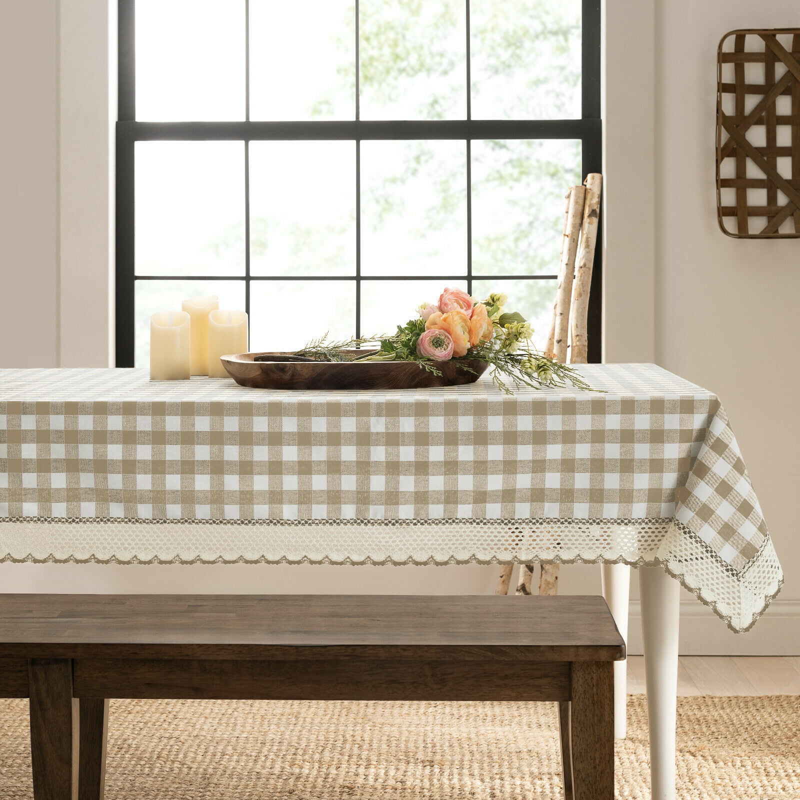 Country Farmhouse Plaid Buffalo Check Stain & Spill Proof Fabric Tablecloths - Assorted Colors & Sizes - Walmart.com