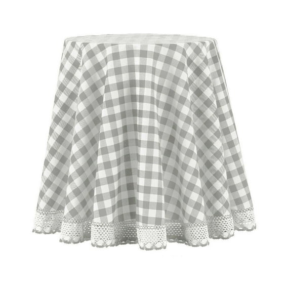 Country Farmhouse Plaid Buffalo Check Stain & Spill Proof Fabric Tablecloths - Gray, 70 in. Round
