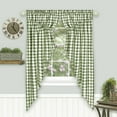 thumbnail image 1 of Country Farmhouse Plaid Gingham Check Oversized Swag Valance Curtain Panel Pair - Sage Green, 1 of 2
