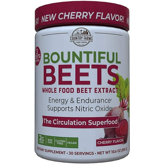 Country Farms Bountiful Beet Extract Nitric Oxide, Cherry, 10.6oz, 3-Pack