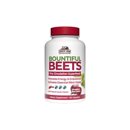 Country Farms Bountiful Beets Capsules, Whole Food Beet Root Powder, 90 Capsules
