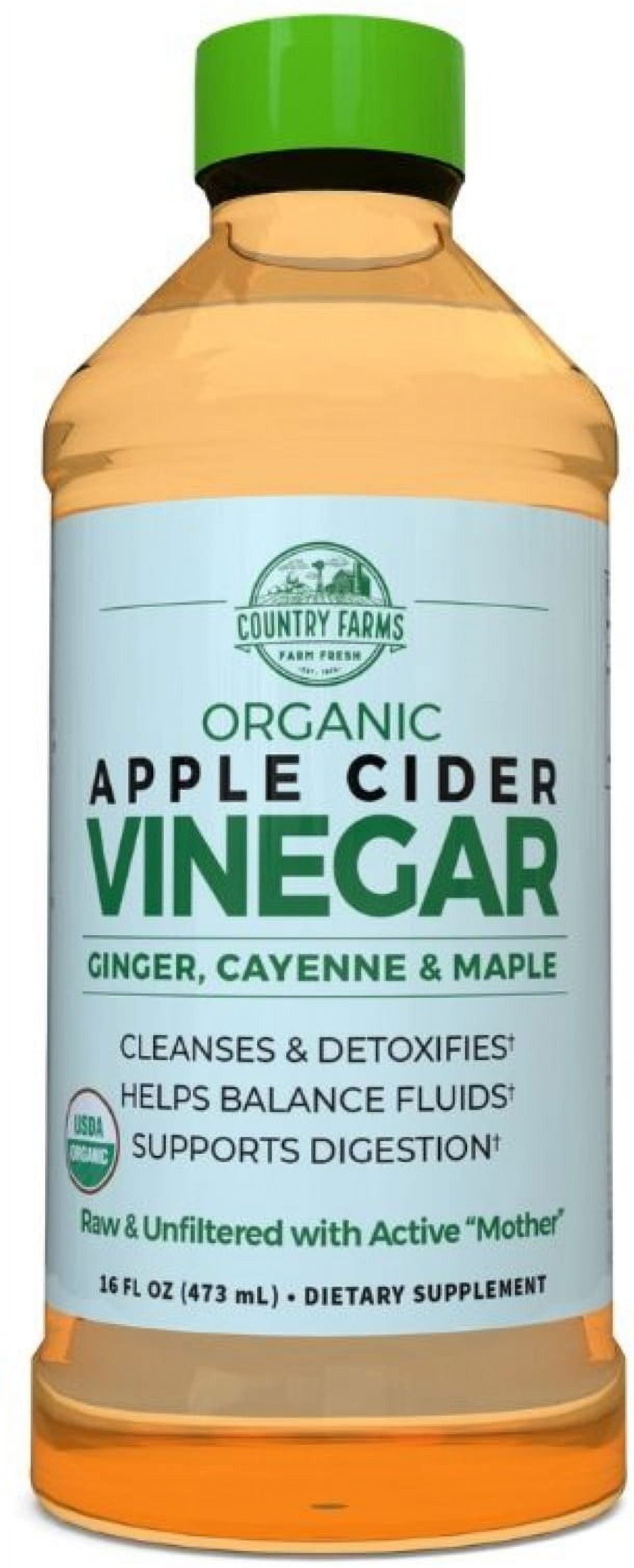 Country Farms Apple Cider Vinegar, Organic With Ginger, Cayenne & Maple 16 oz (Pack of 3)