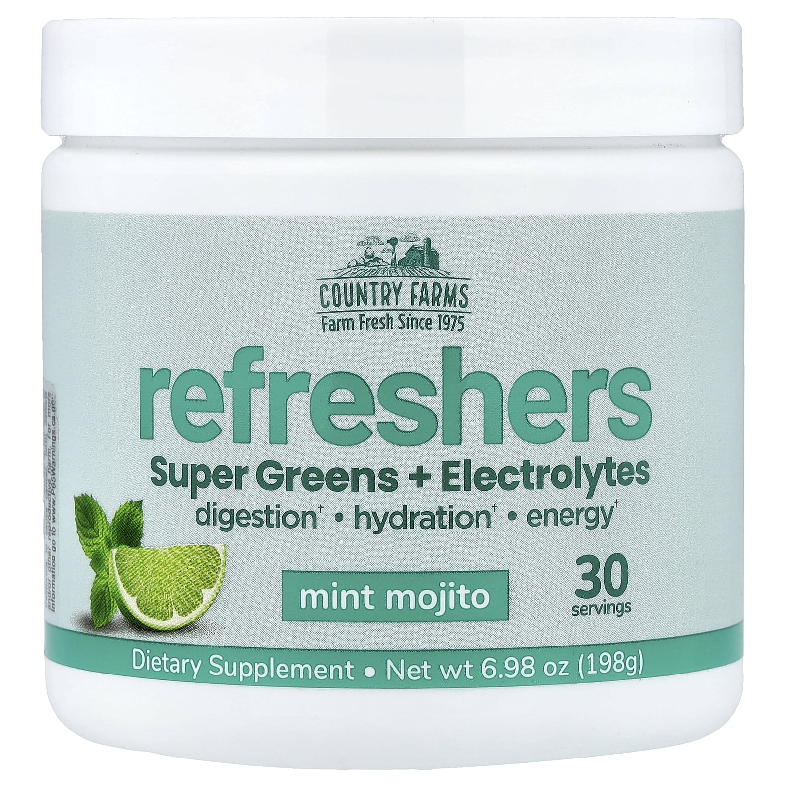 Country Farms Refreshers, Super Greens + Electrolytes, Mint Mojito , 6.98 oz (198  g)