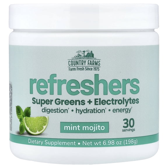 Country Farms Refreshers, Super Greens + Electrolytes, Mint Mojito , 6.98 oz (198 g)