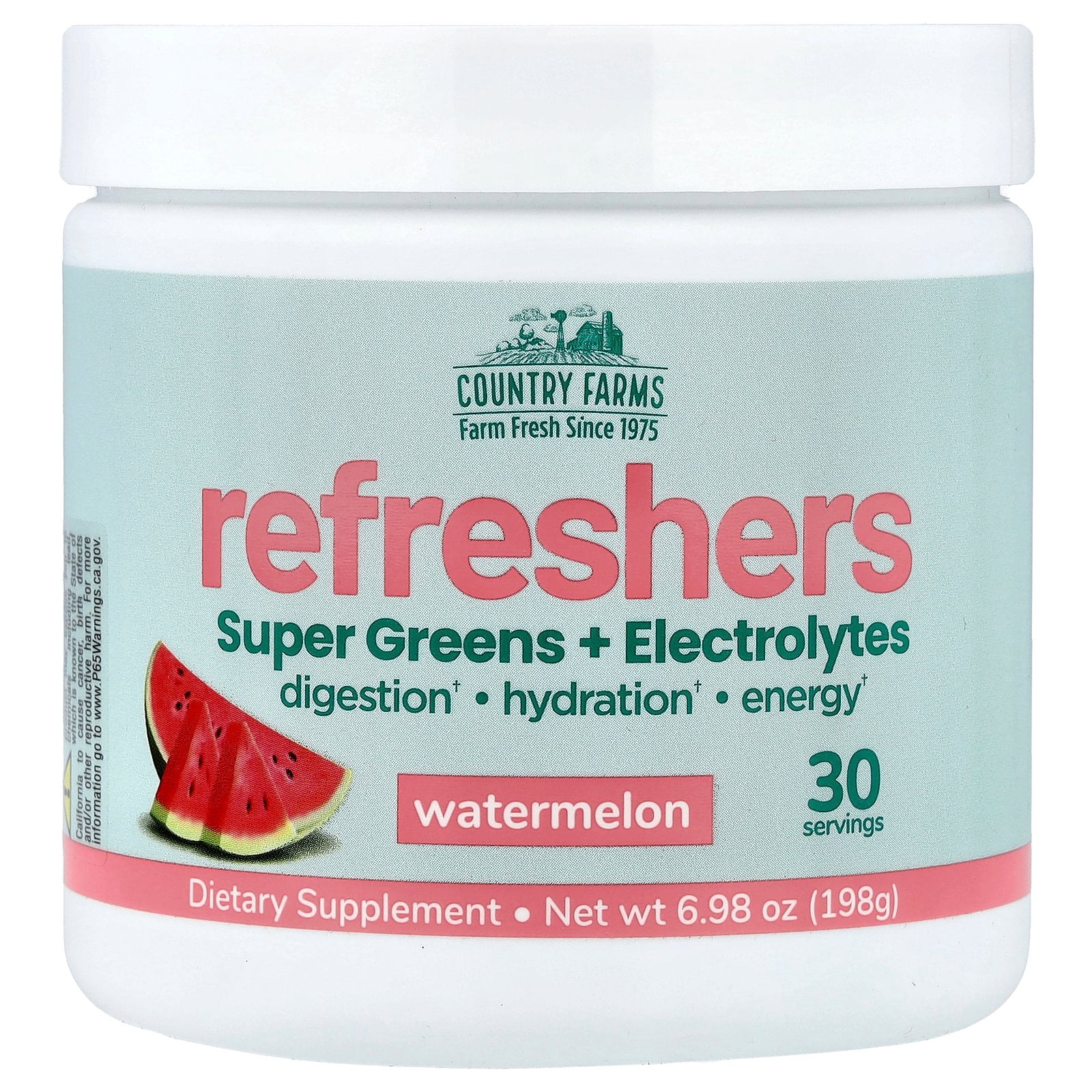 Country Farms Refreshers, Super Greens + Electrolytes, Watermelon, 6.98 oz (198 g)