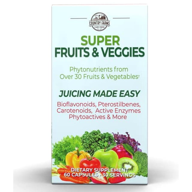 Country Farms Super Fruit and Veggies Capsules, 30 Fruits and