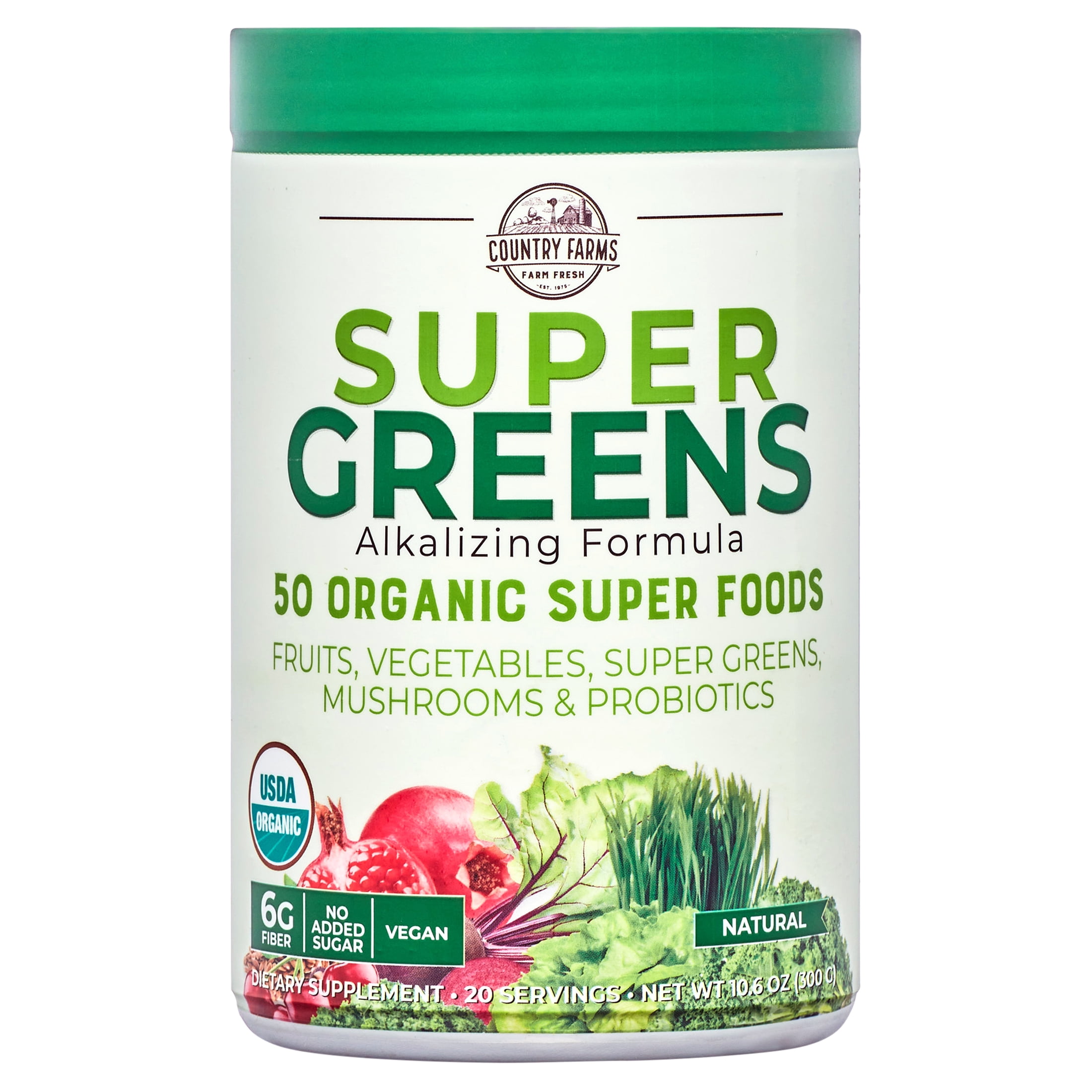 Country Farms Super Greens Drink Mix, Unflavored, 10.6 oz, 20 Servings
