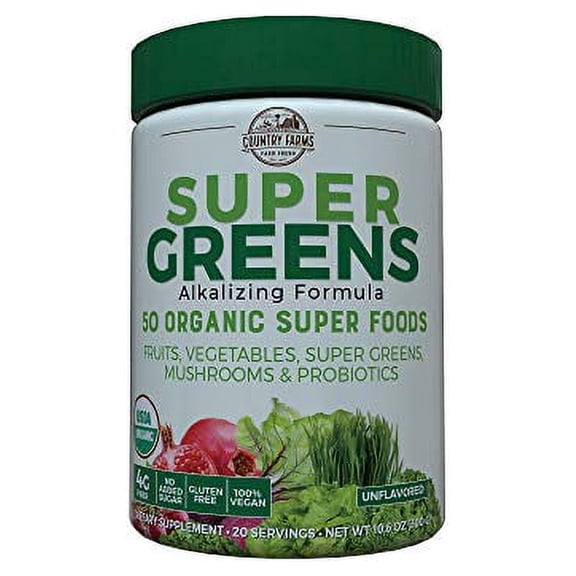 Country Farms Super Green Drink Mix, Natural, 10.6 Ounce (Packaging may vary)