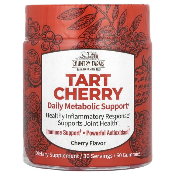 Country Farms Tart Cherry, Daily Metabolic Support, Cherry, 60 Gummies (200 mg per Gummy)