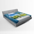 thumbnail image 1 of Country Fitted Sheet, Rural View from the Window Reflection in Water Lake Tree in Summertime, Soft Decorative Fabric Bedding, Full Size, Slate Blue Green White, by Ambesonne, 1 of 2