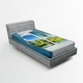 thumbnail image 1 of Country Fitted Sheet, Rural View from the Window Reflection in Water Lake Tree in Summertime, Soft Decorative Fabric Bedding, Twin Size, Slate Blue Green White, by Ambesonne, 1 of 2
