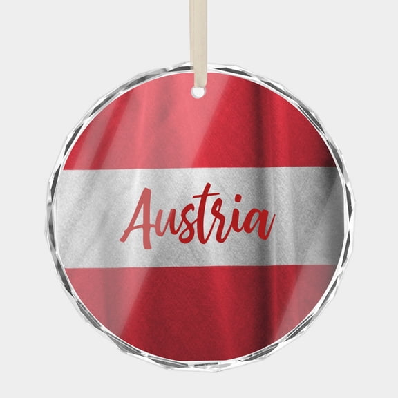 Country Flag Austria Flag Austrian Christmas Ornaments Travel Frohe Weihnachten 3" Ornament Christmas Gift Crystal Glass Xmas Ornaments Holiday Decor Keepsake, 1 pc