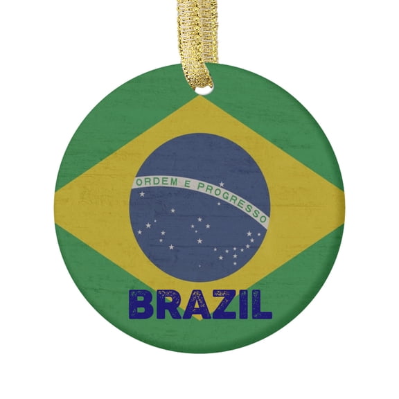 Country Flag Brazil Flag Brazilian Hometown, Travel Keepsake Souvenir Ceramic Christmas Ornament Xmas Holiday Tree Gift Feliz Navidad