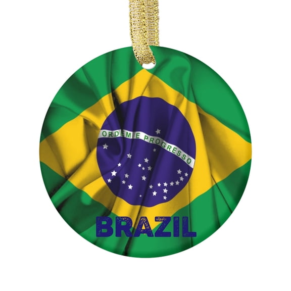 Country Flag Brazil Flag Brazilian Keepsake Hometown, Travel Souvenir Ceramic Christmas Ornament Xmas Holiday Tree Gift Feliz Navidad